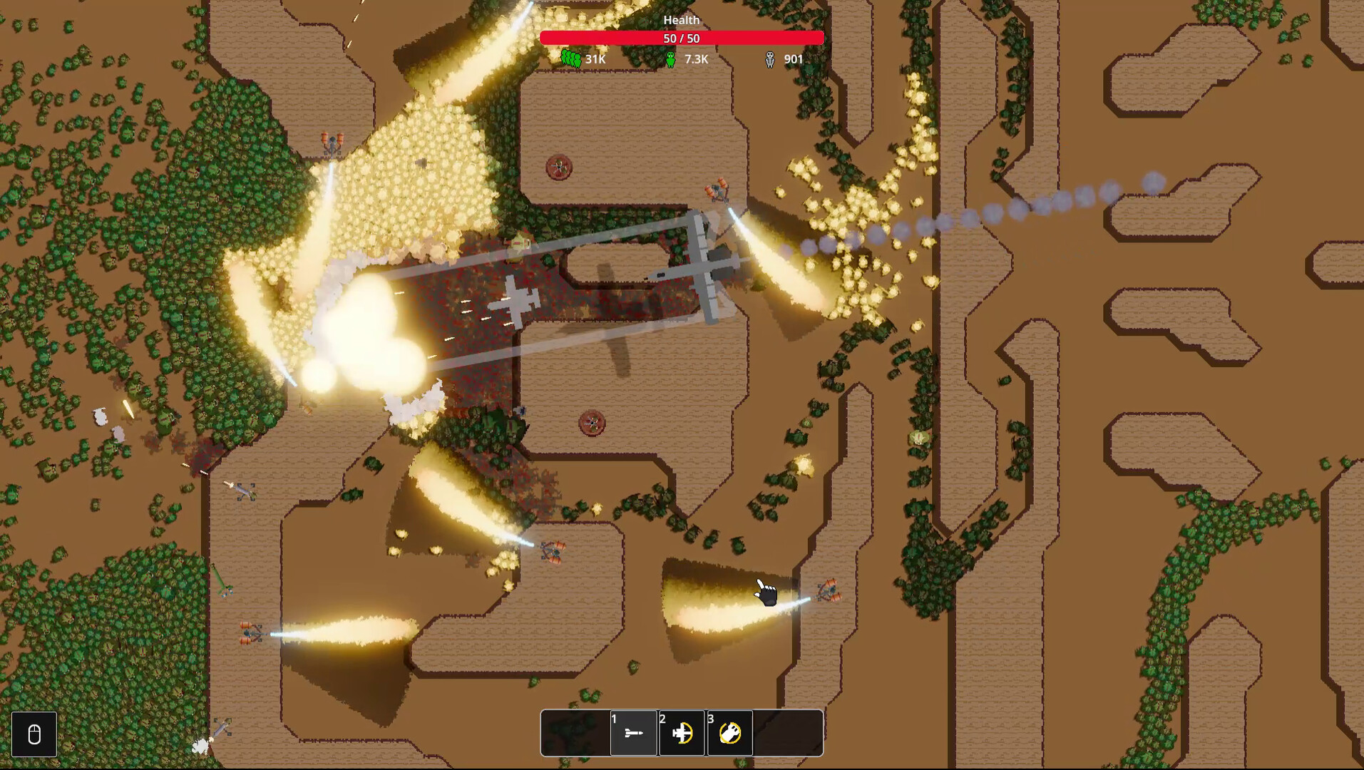 A large explosion hitting a dense group of orcs
